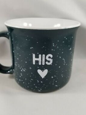 Speckled Dark Green 'HIS' Ceramic Mug with Heart